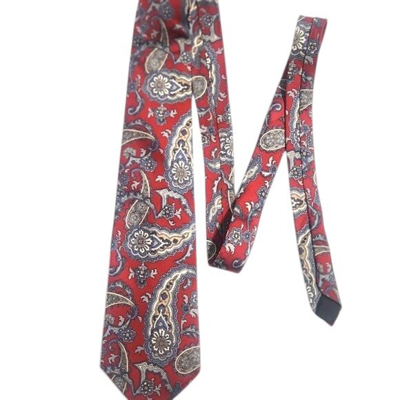 Silk Accents 100% Silk Paisley Tie – Red, Blue & Gold - Picture 5 of 5